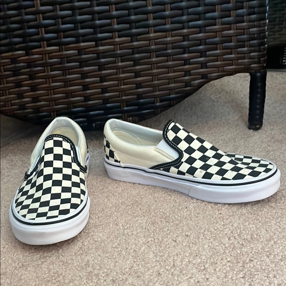 Vans Black and White Glow in the dark, Checkered Slip-Ons